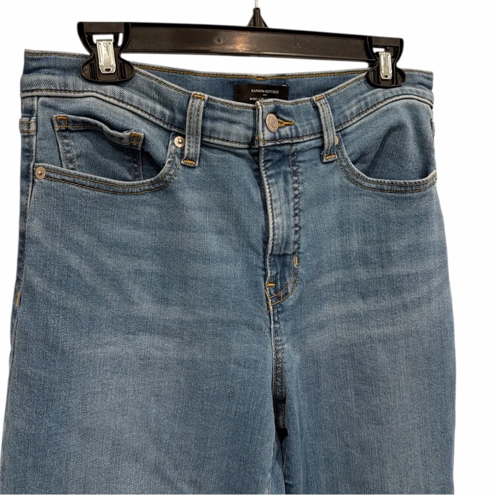 Banana Republic High Rise Wide Leg Jeans Medium Wash Petite 28 / 6P Modern Flare - Picture 3 of 7
